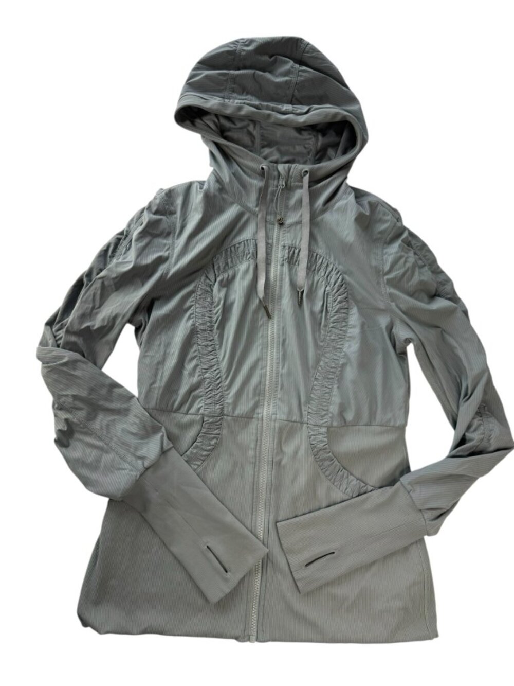 LULULEMON Dance Studio Jacket Full Zip. Hooded Hoodie Gray Striped Women's 12